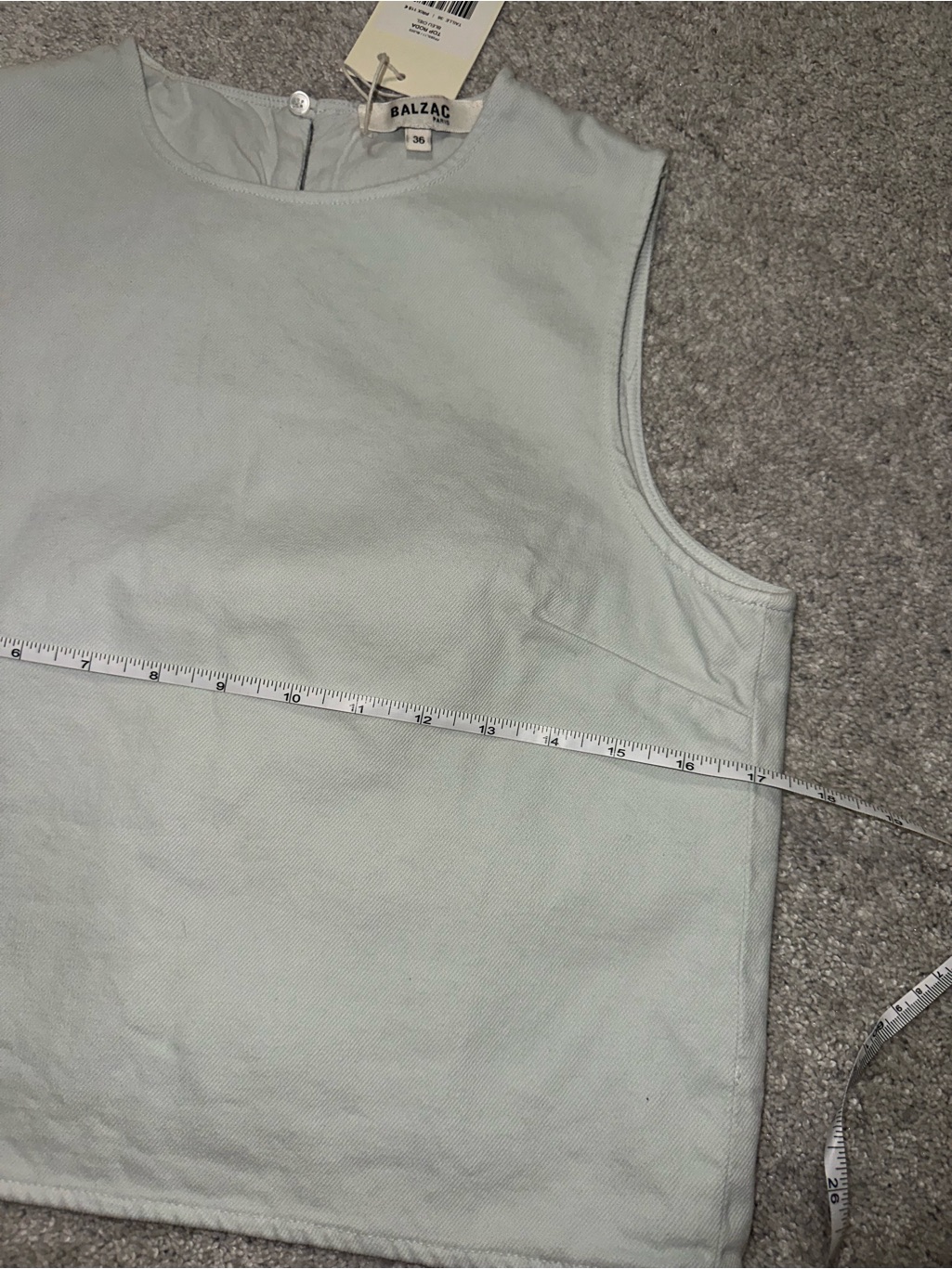 Balzac Paris Top Roda Sky Blue - Classic Sleeveless Cotton Crop- New- Size Small — image 7 of 8